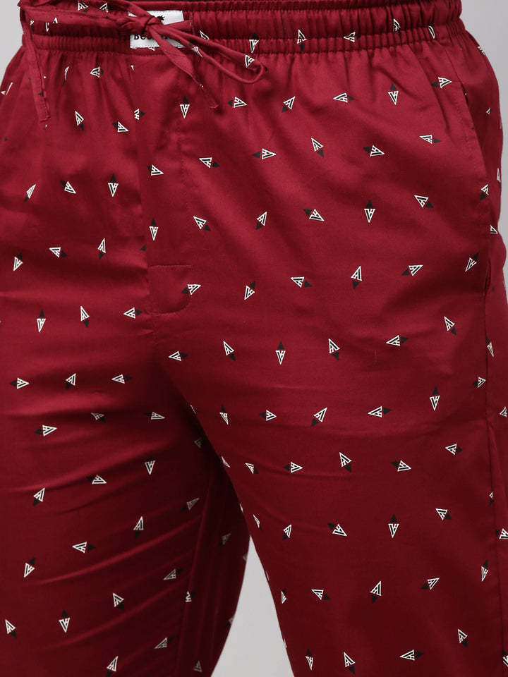 All Over Printed Maroon Pyjamas Pyjamas Bushirt   