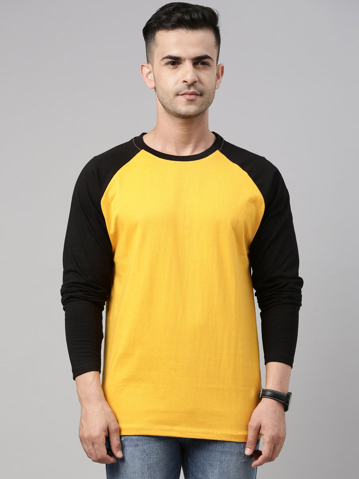 Mustard Solid Raglan T Shirt Full Sleeves Bushirt   