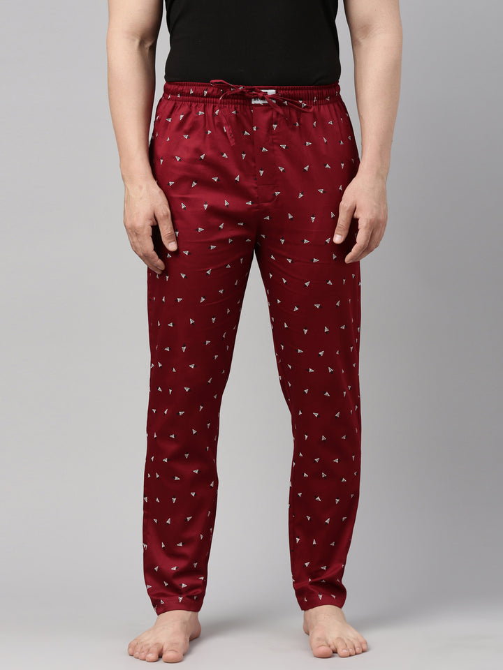 All Over Printed Maroon Pyjamas Pyjamas Bushirt   