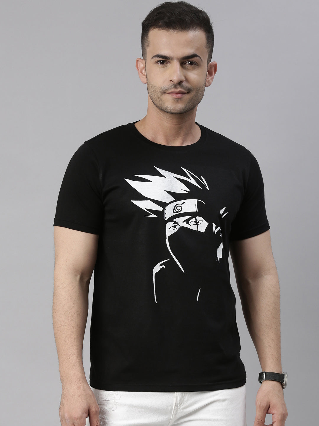 Hatake Kakashi - Naruto Black Anime T-Shirt Graphic T-Shirts Bushirt   