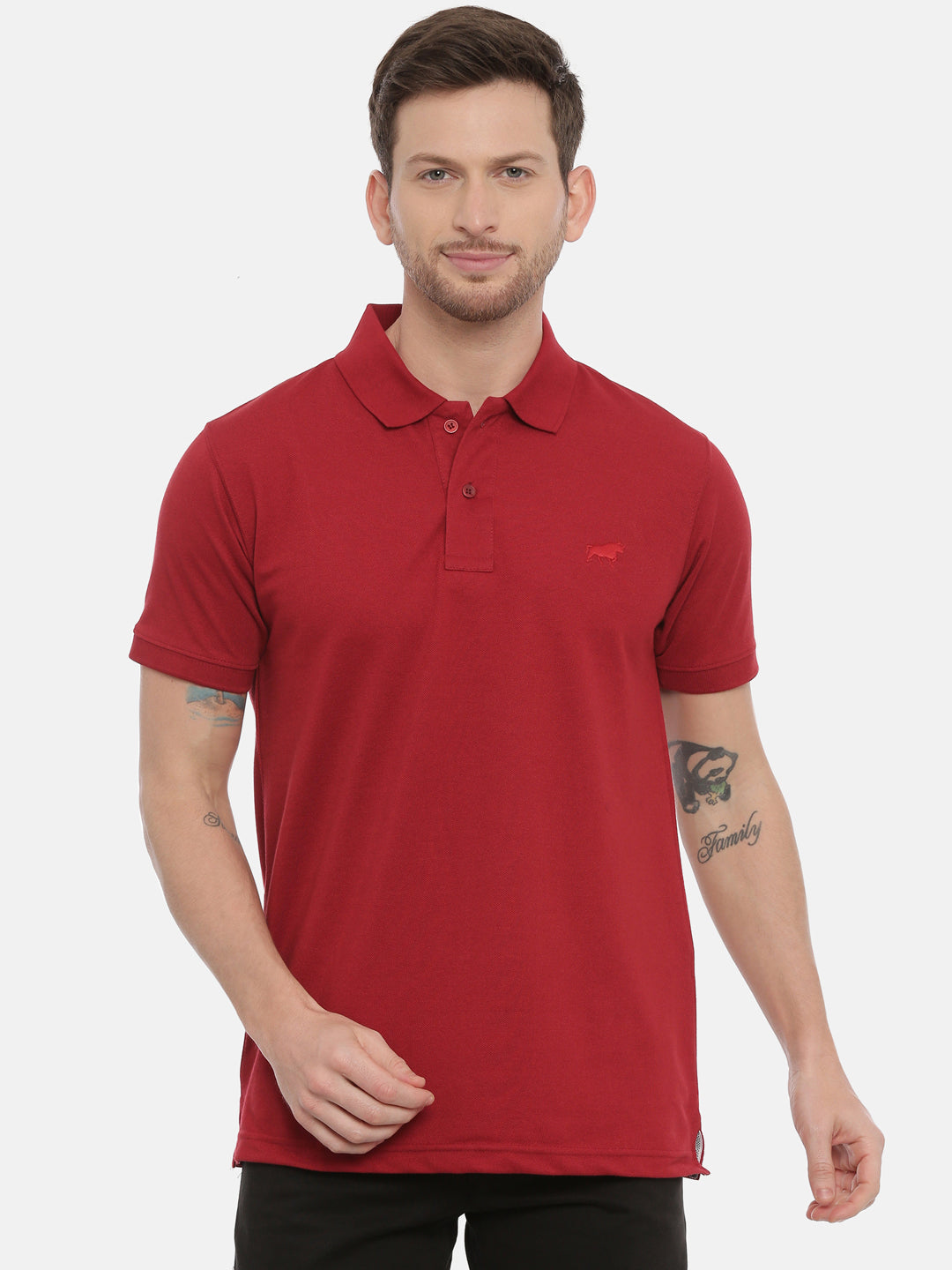 Red Wine Polo Neck T-Shirt Polo Tees Bushirt   