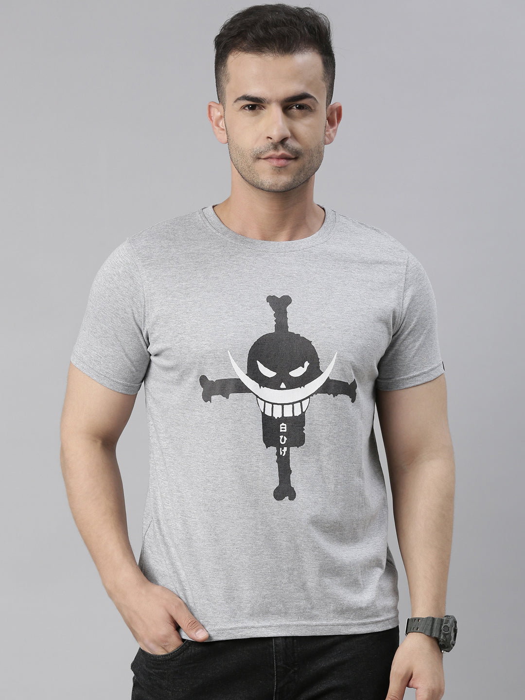 Whitebeard Pirates - One Piece Dark Grey Anime T-Shirt  Bushirt   