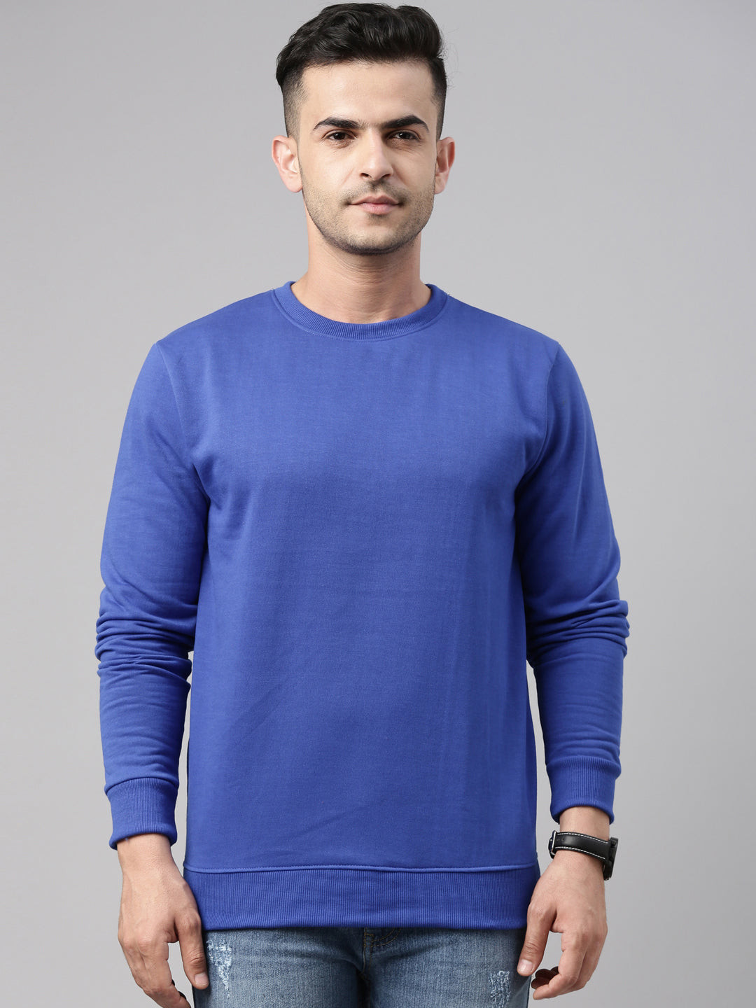 Royal Blue Solid Sweatshirt Sweatshirt Bushirt   