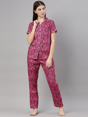 Crypsis Blush Pink Women's Night Suits Women's Night Suit Bushirt   