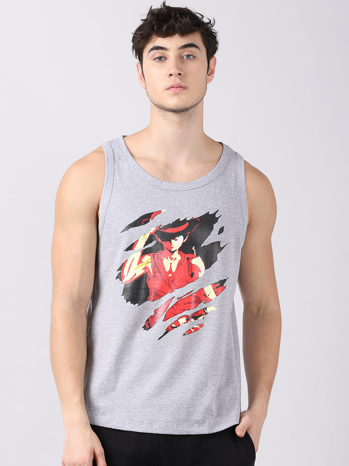 One Piece Luffy Angry Anime Sleeveless T-Shirt Vest Bushirt   