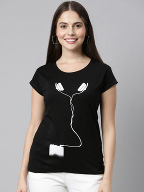 Headphone T-Shirt Women's Graphic Tees Bushirt   