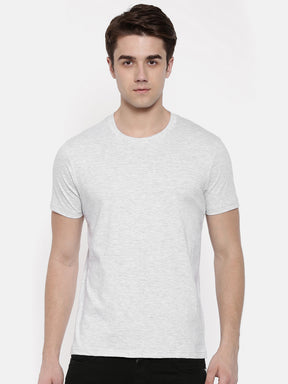 Light Grey Solid Half Sleeves T-Shirt Plain T-Shirts Bushirt   