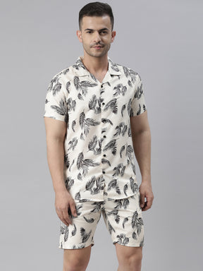 Holiday Coconut Tree Ivory Night Suits Co-Ords Bushirt   
