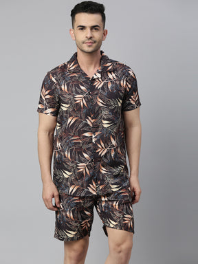 Tropical Leaf Brown Co-Ords Co-Ords Bushirt   