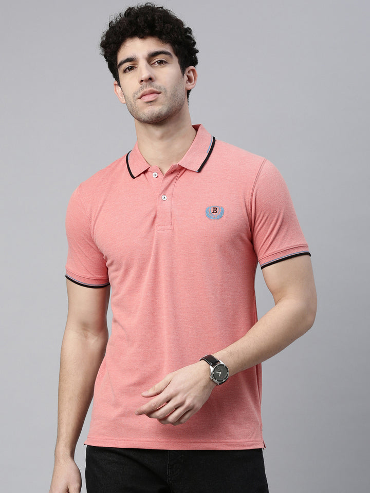 Carrot Mélange Tipped Polo T-Shirt Polo Tees Bushirt   