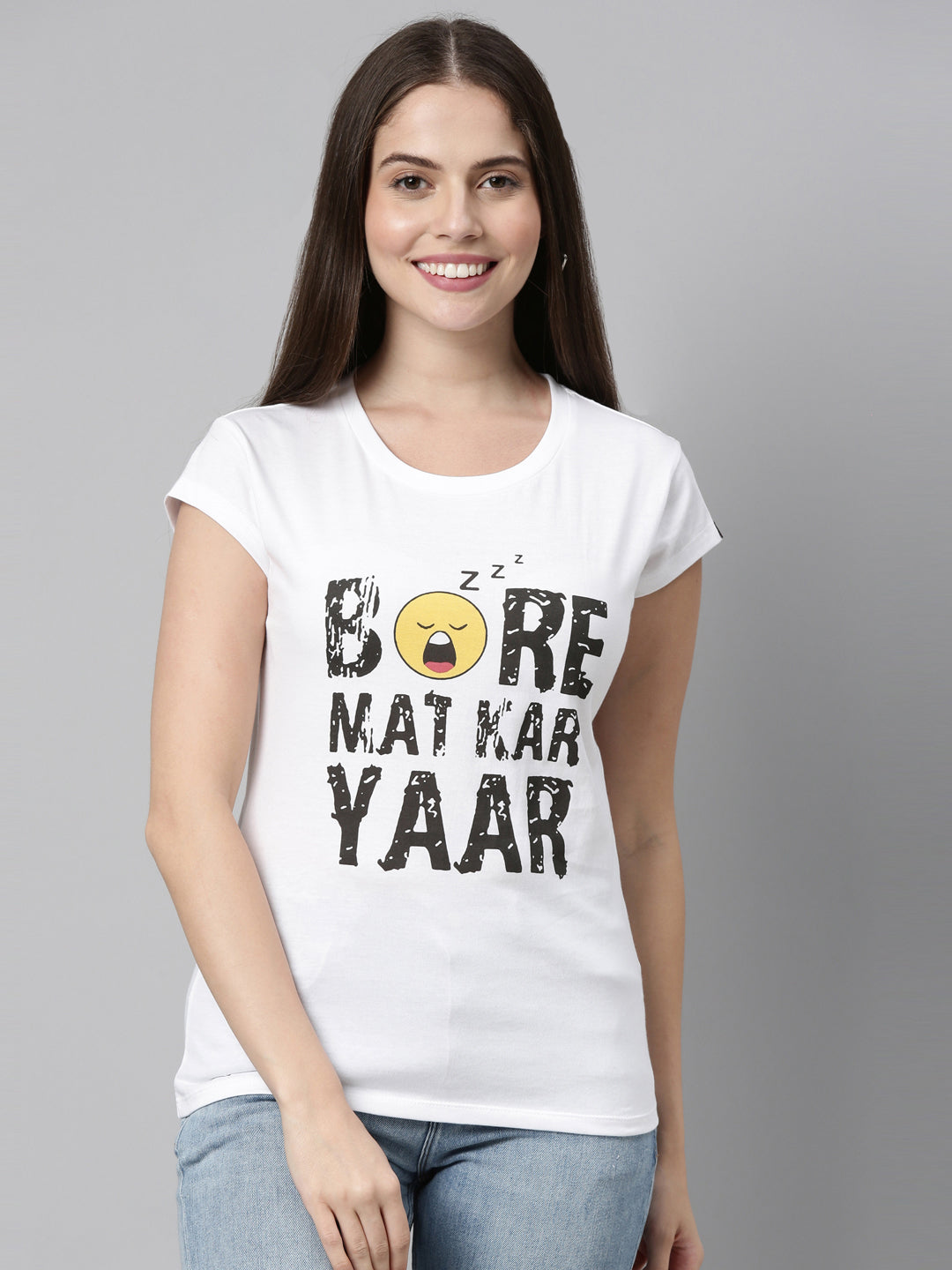 Bore Mat Kar Yaar T-Shirt Women's Graphic Tees Bushirt   