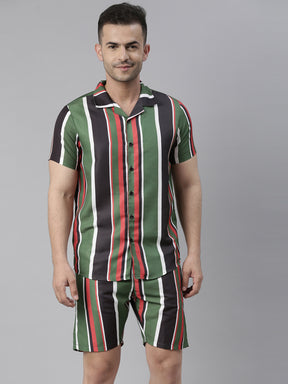 Spruce Red Stripe Night Suits Co-Ords Bushirt   