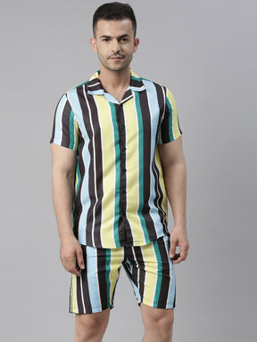 Spruce Yellow Stripe Night Suits Co-Ords Bushirt   