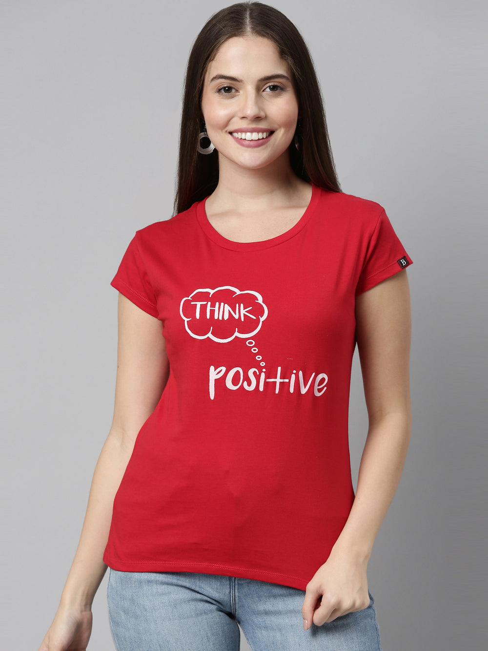 Think Positive T-Shirt Women's Graphic Tees Bushirt   