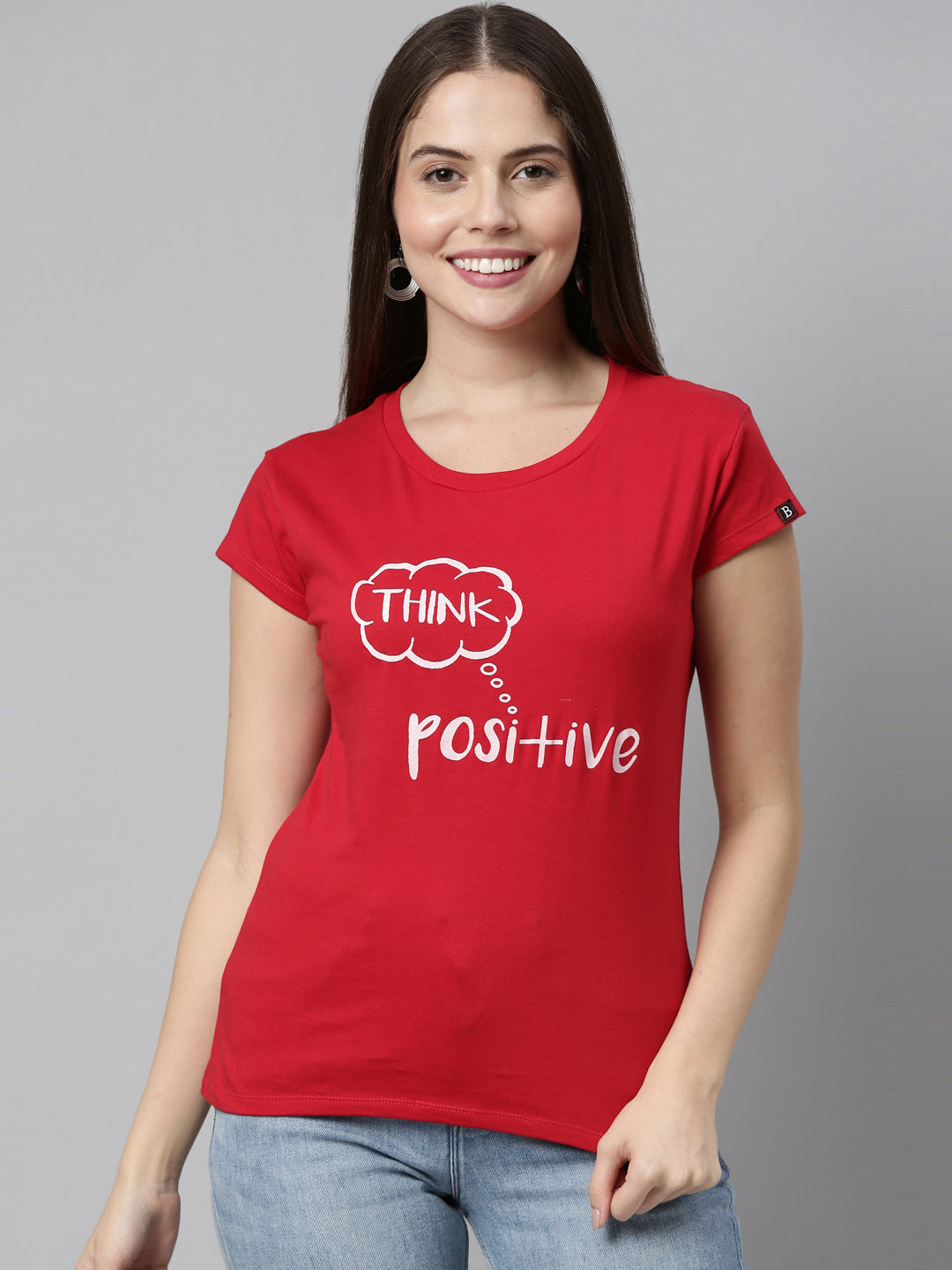 Think Positive T-Shirt Women's Graphic Tees Bushirt   