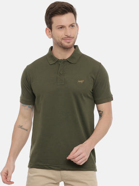 Olive Polo Neck T-Shirt Polo Tees Bushirt   