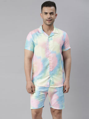 Tie Dye Pink Night Suits Co-Ords Bushirt   