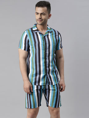 Spruce Black Stripe Night Suits Co-Ords Bushirt   