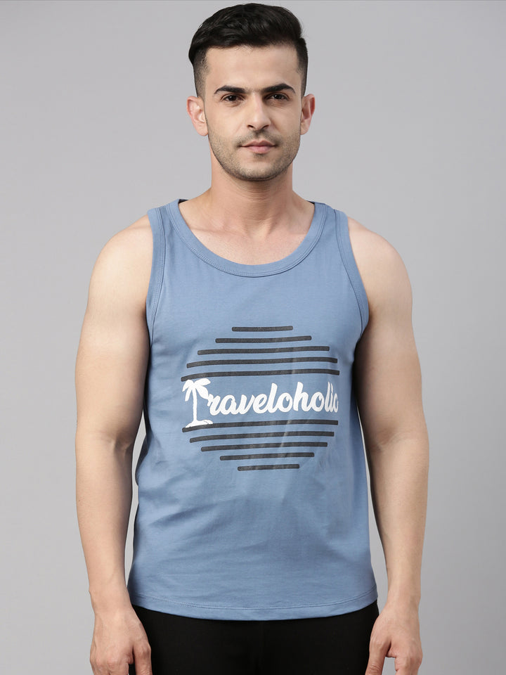 Travelholic Sleeveless T Shirt Vest Bushirt   