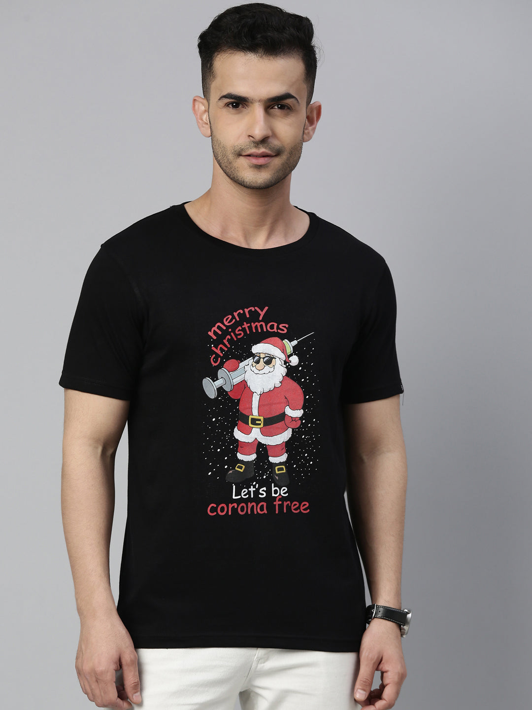 This Christmas Lets Be Corona Free T-Shirt Graphic T-Shirts Bushirt   