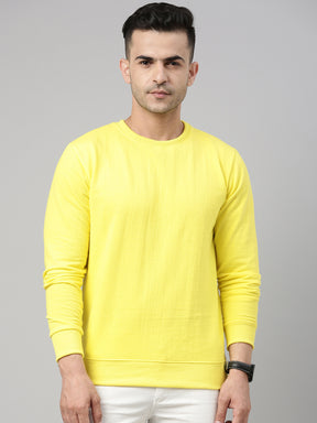 Neon Yellow Solid Sweatshirt Sweatshirt Bushirt   