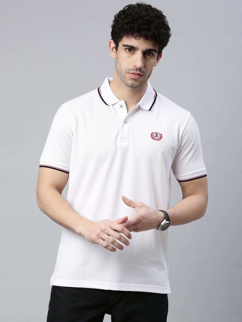 White Tipped Polo T-Shirt Polo Tees Bushirt   