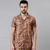 Brown Printed Co-Ords Regular Size Co-Ords Bushirt   