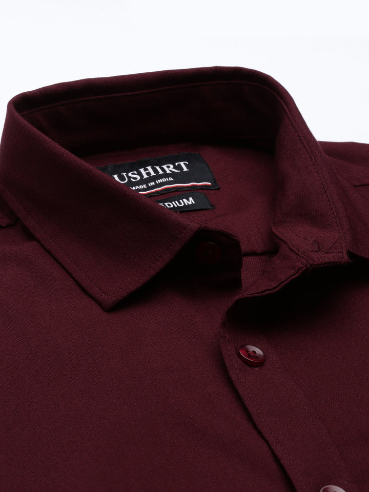 Maroon Solid Casual Shirt Solid Shirt Bushirt   