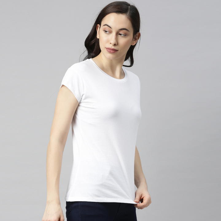 White Solid Women's T-Shirt Women's Plain T-Shirt Bushirt   