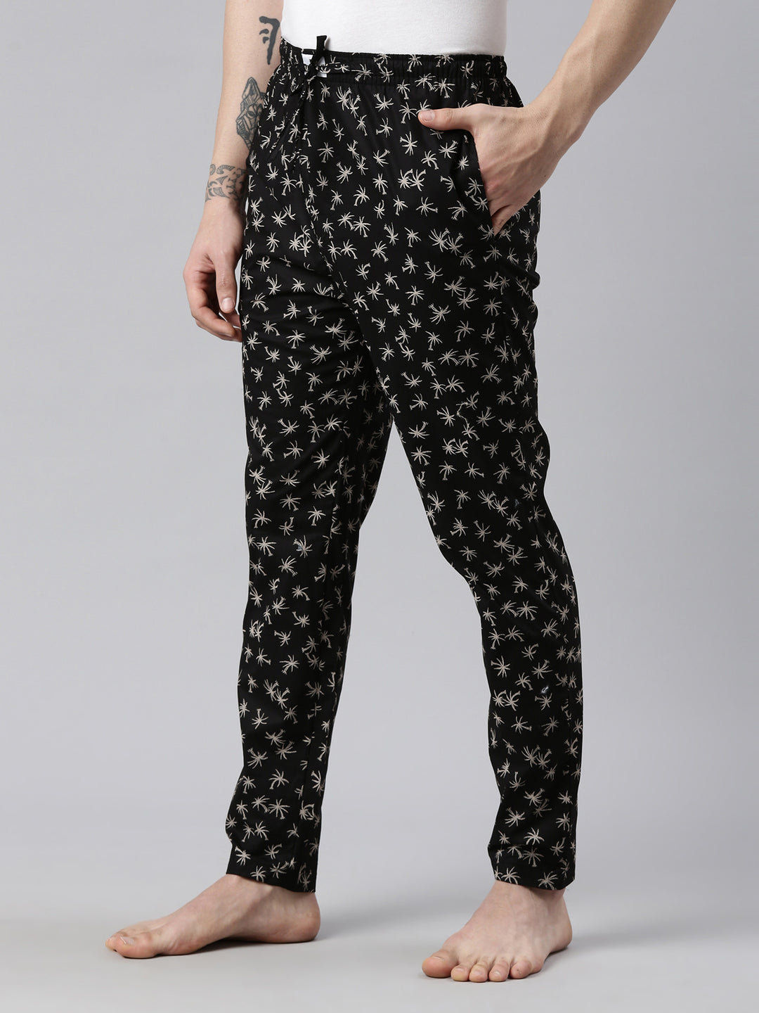 Palm Tree Black Pyjamas Pyjamas Bushirt   