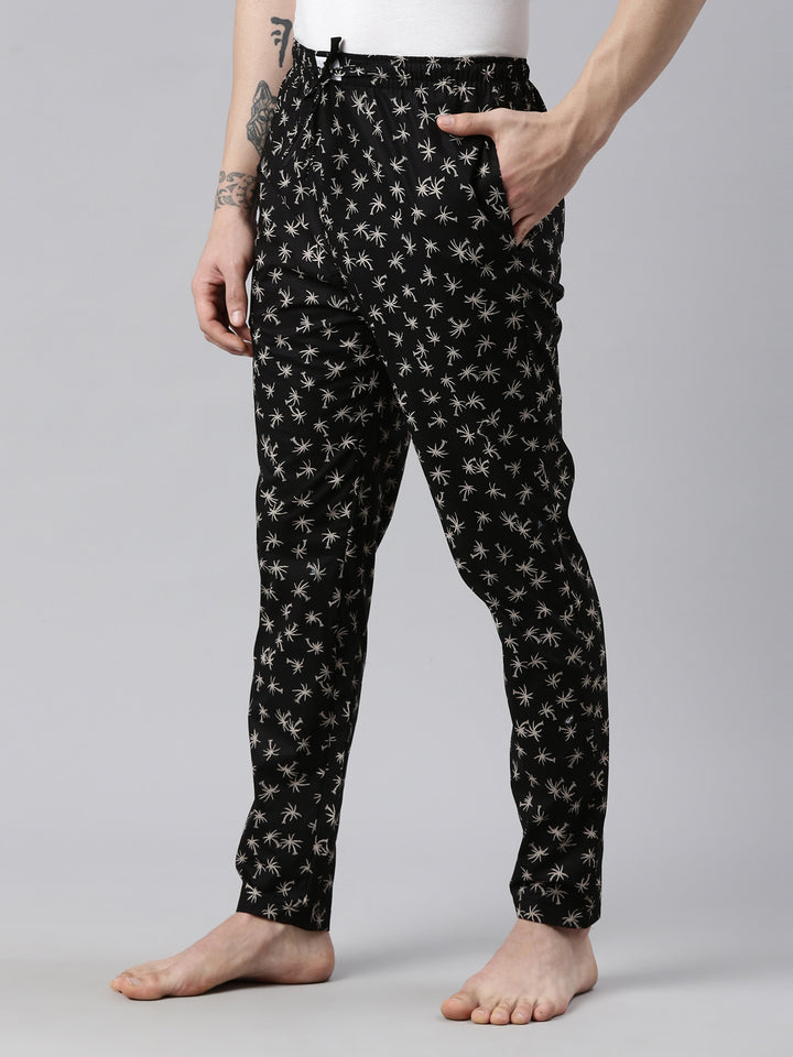Palm Tree Black Pyjamas Pyjamas Bushirt   