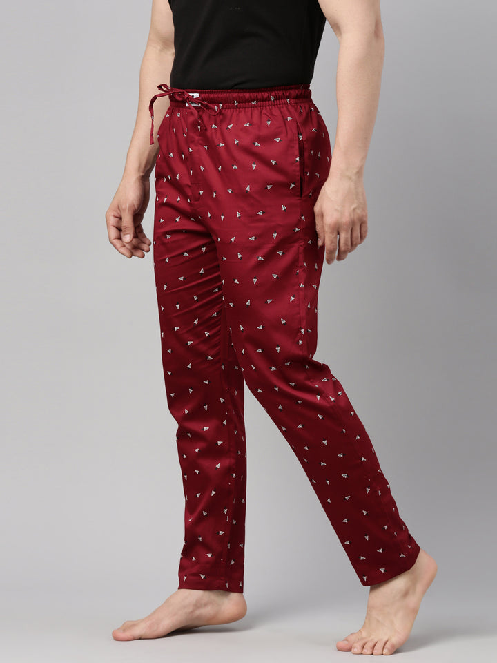 All Over Printed Maroon Pyjamas Pyjamas Bushirt   