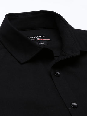 Black Solid Casual Shirt Solid Shirt Bushirt   