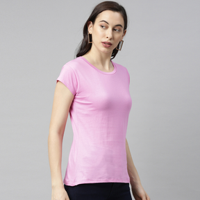 Pale Pink Solid Women's T-Shirt Women's Plain T-Shirt Bushirt   