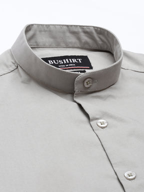 Squireel Grey Chinese Collar Casual Shirt Solid Shirt Bushirt   