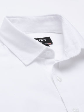 White Solid Casual Shirt Solid Shirt Bushirt   