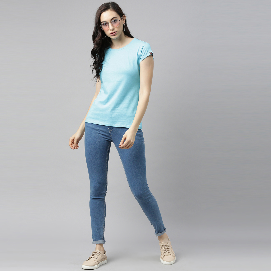 Women's Basic Plain T-Shirt Bushirt - Main Image