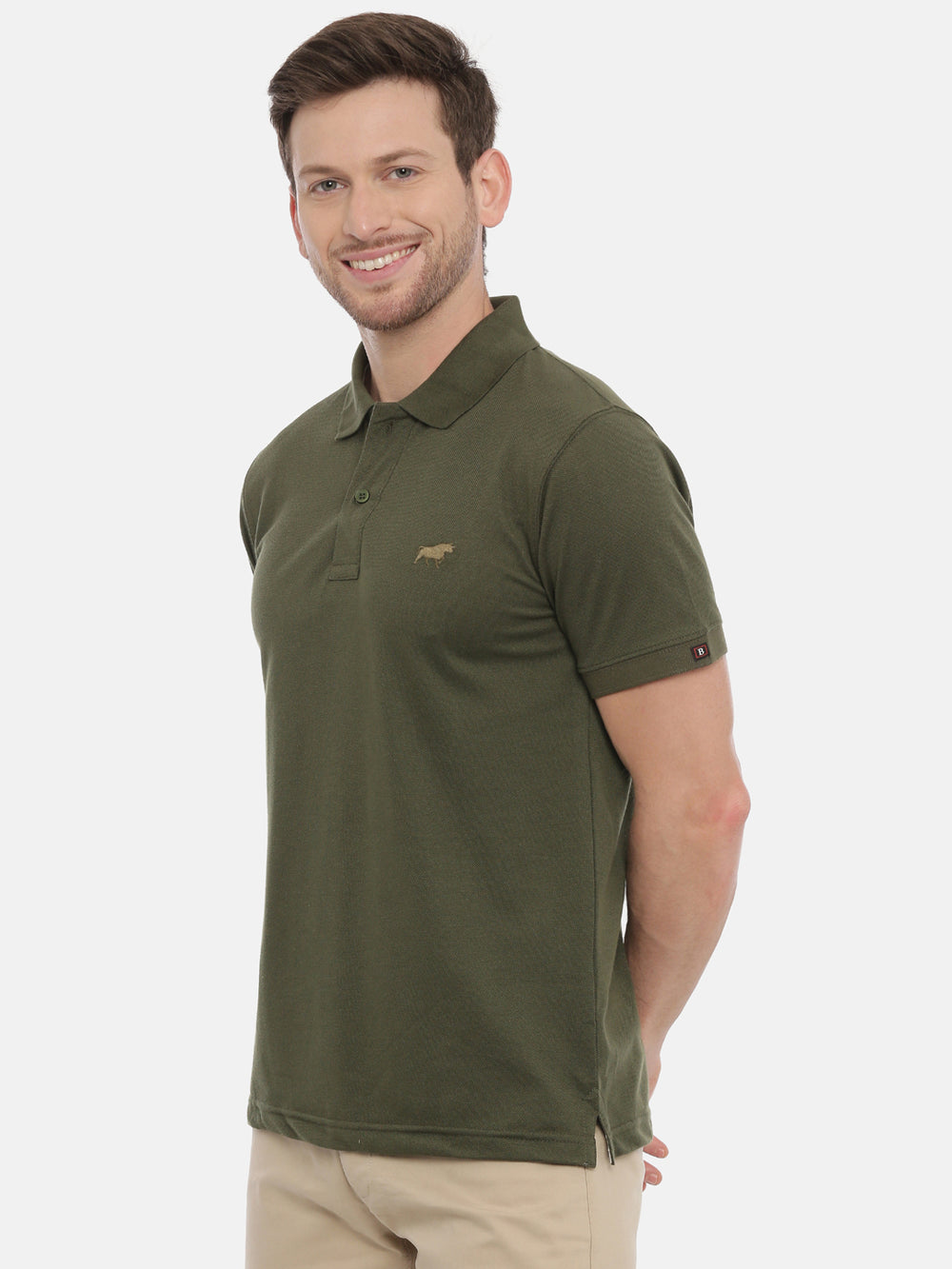 Olive Polo Neck T-Shirt Polo Tees Bushirt   