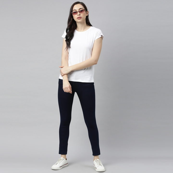 White Solid Women's T-Shirt Women's Plain T-Shirt Bushirt   