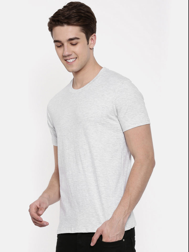 Light Grey Solid Half Sleeves T-Shirt Plain T-Shirts Bushirt   