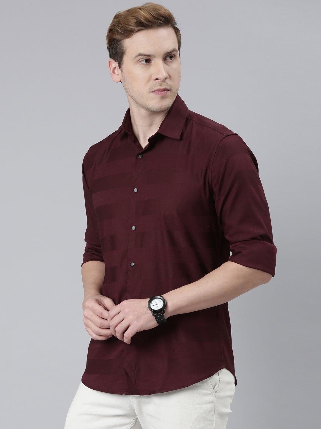 Maroon Solid Shirt Solid Shirt Bushirt   