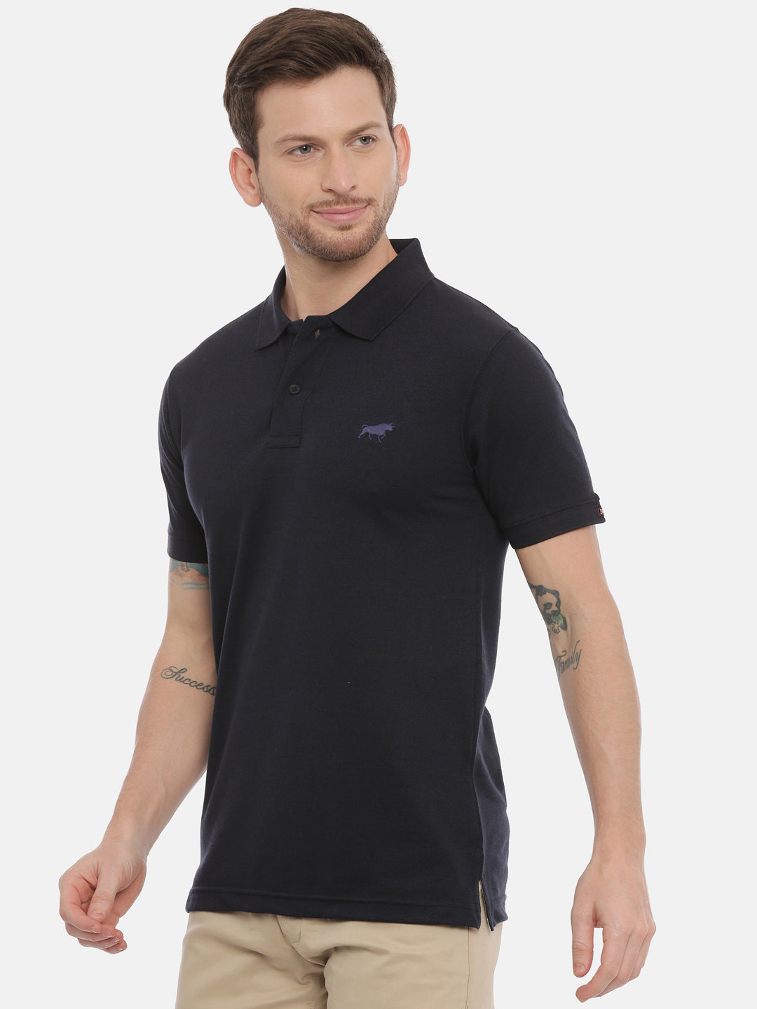 Navy Blue Polo Neck T-Shirt Polo Tees Bushirt   