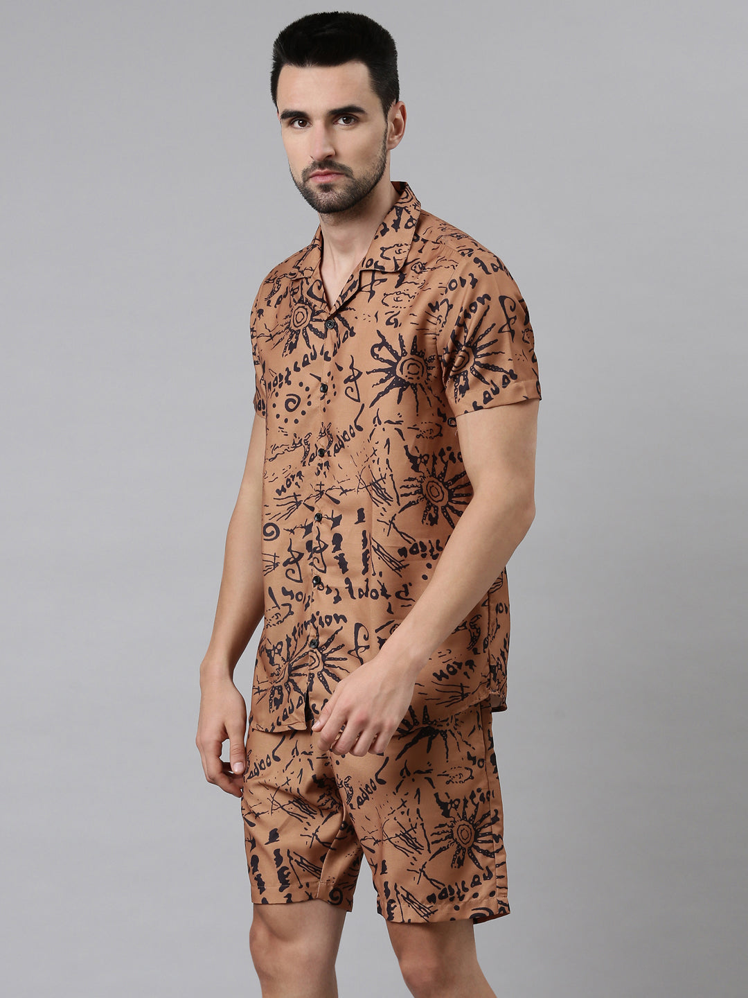 Brown Printed Co-Ords Co-Ords Bushirt   