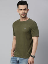 Military Green Solid Half Sleeves T-Shirt Plain T-Shirts Bushirt   