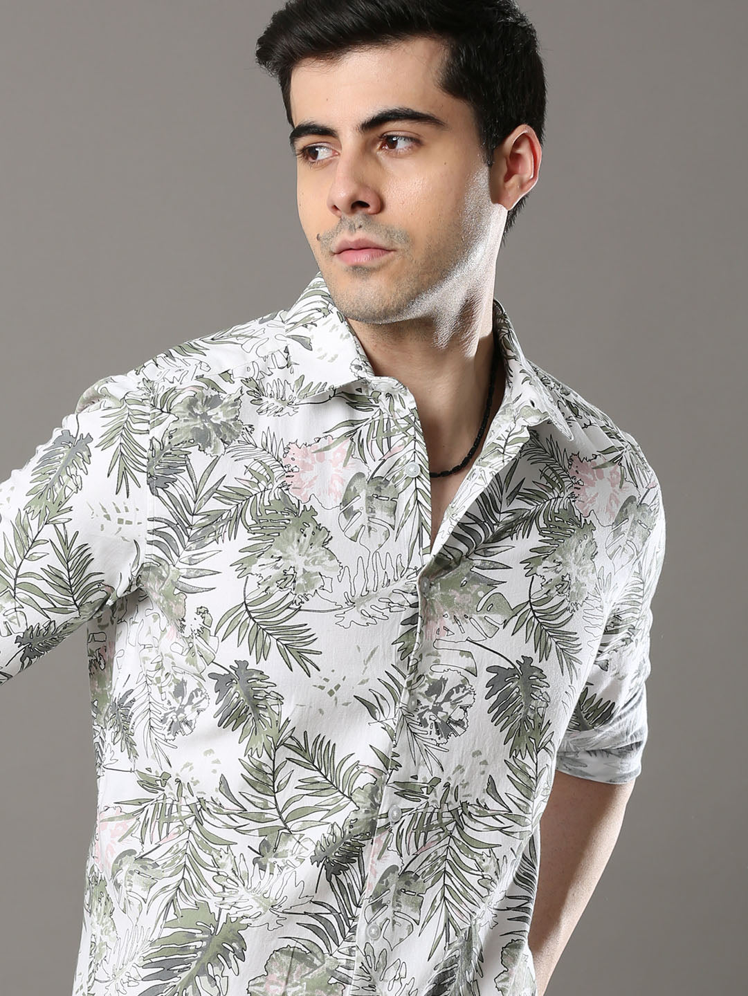 Exotic Palm Spanish Green Shirt Printed Shirt Bushirt   