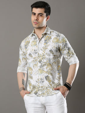 Exotic Palm Spanish Yellow Shirt Printed Shirt Bushirt   
