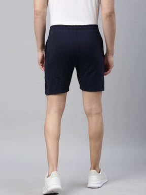 Navy Blue Side Block Print Shorts Men's Shorts Bushirt   
