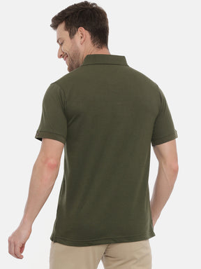 Olive Polo Neck T-Shirt Polo Tees Bushirt   