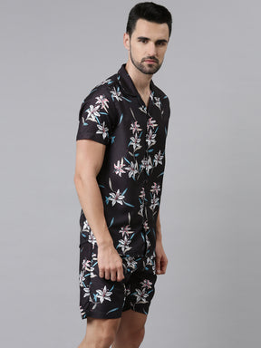 Hibiscus Black Co-Ords Co-Ords Bushirt   