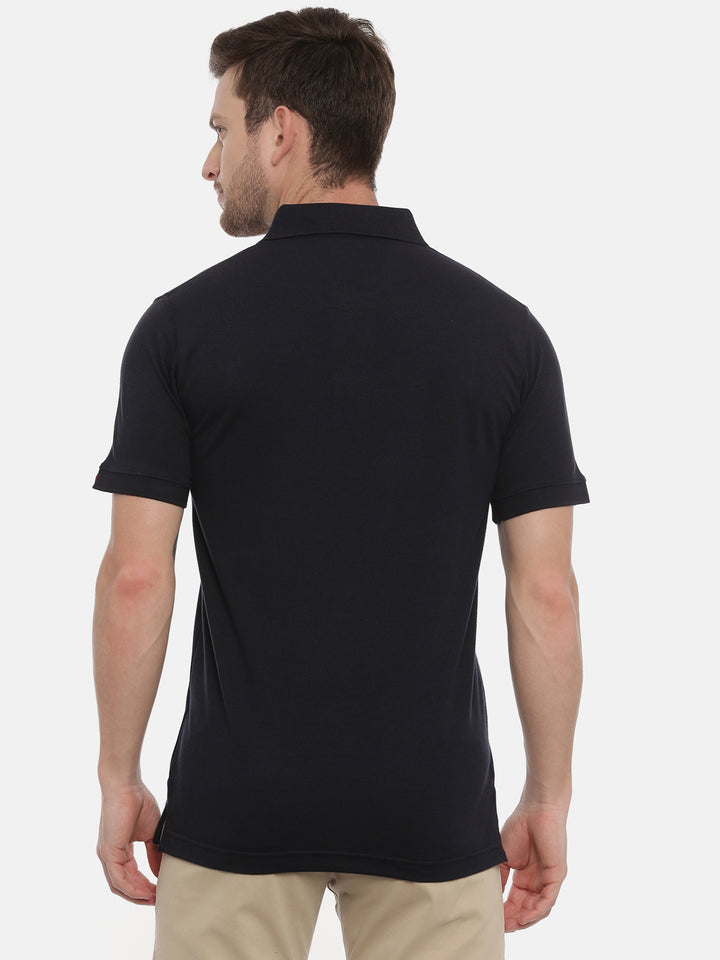 Navy Blue Polo Neck T-Shirt Polo Tees Bushirt   